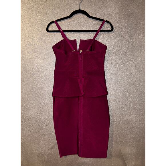 WOW Couture Purple Grommet Bandage Peplum Dress NWT Bodycon Mini Adjustable Sm - Picture 6 of 13